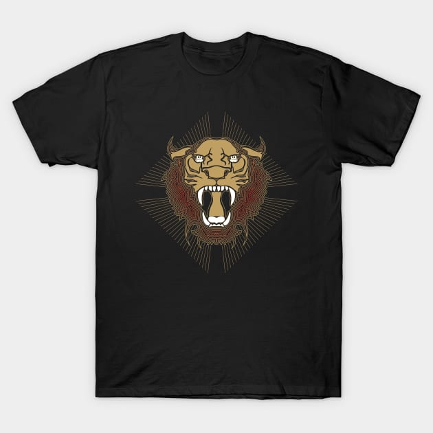 Angry Tiger Head Polygonal T-Shirt by noranajas